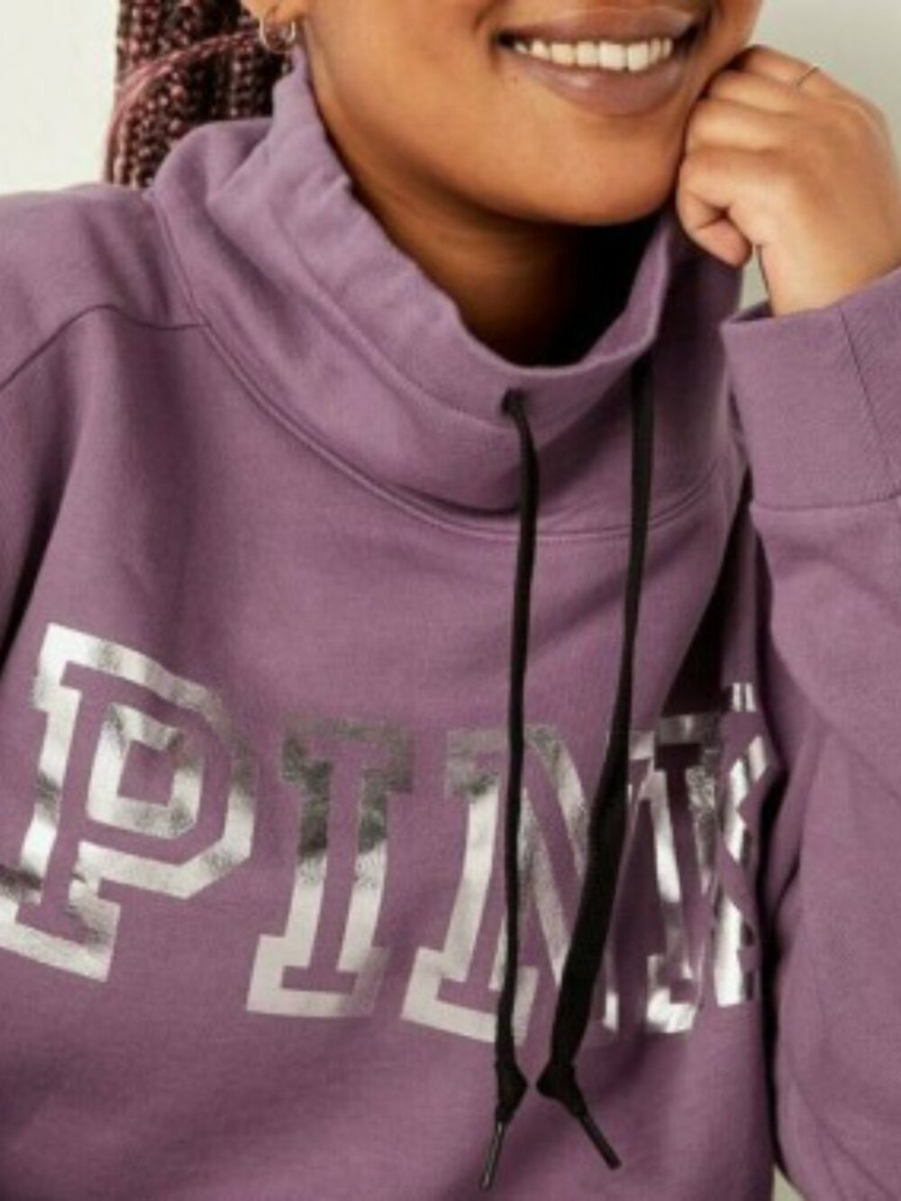 PINK Victoria's Secret Women's Purple Cowl Neck Casual Sweatshirt Size S